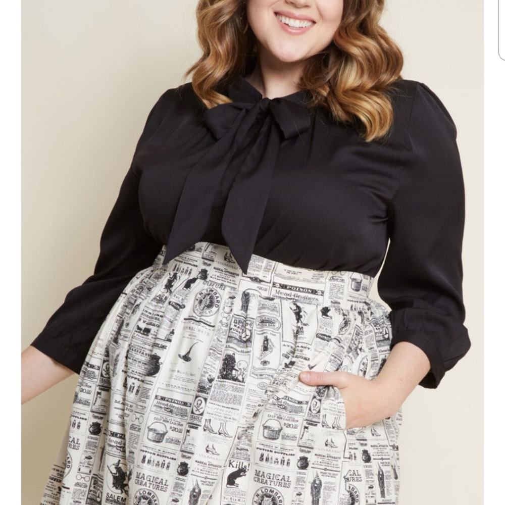 Black silky pussybow top
